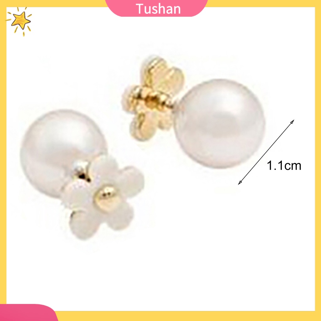 Bông tai hoa đính ngọc trai giả sang trọng