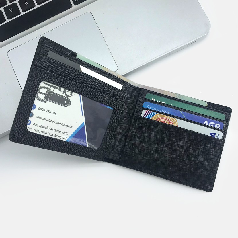 Ví Da Nam Cosmos Saffiano Bóp Da Cao Cấp Chống Thấm Nước Unisex Nam Nữ HEKI