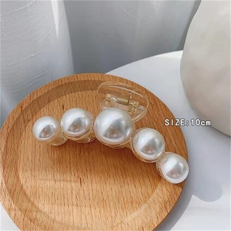 Kẹp Tóc Càng Cua Đính Ngọc Trai Giả Bằng Acrylic Thanh Lịch Cho Nữ