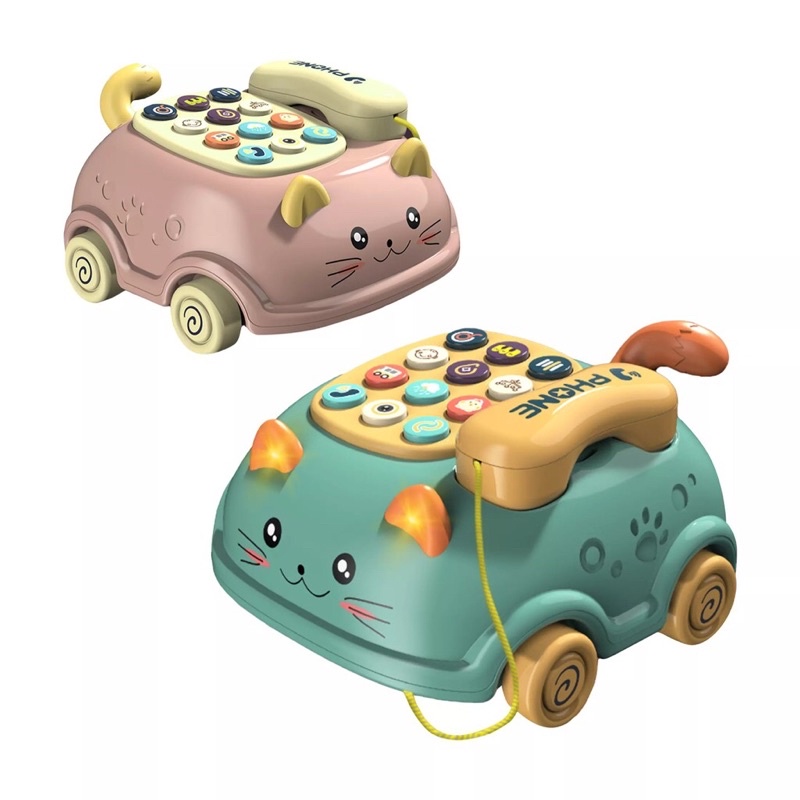 Đồ chơi xe kéo điện thoại phát nhạc hình mèo cho bé