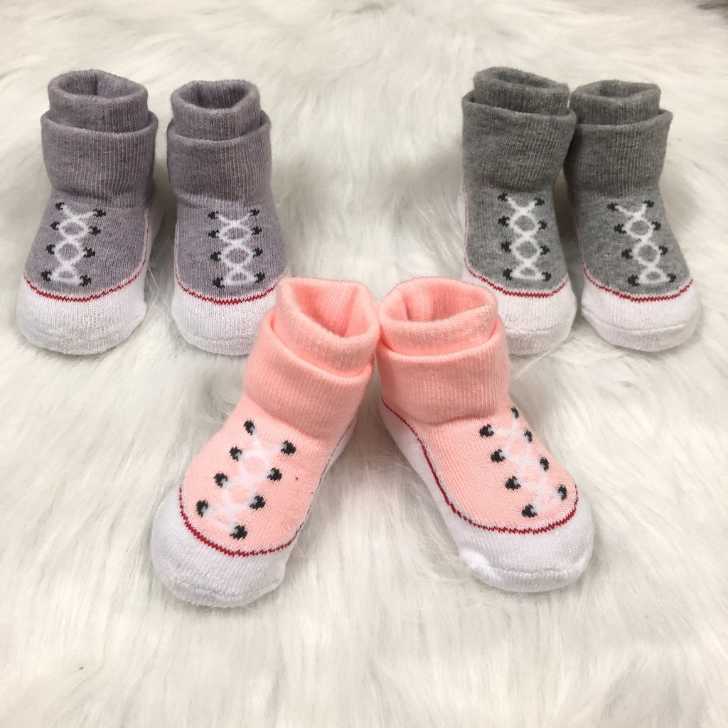 Tất len sơ sinh cao cổ giả giày cho bé trai/ bé gái từ 0-3 tháng