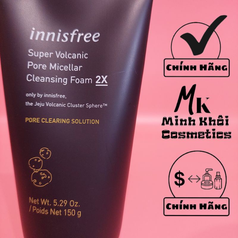 Sữa Rửa Mặt Innisfree Tro Núi Lửa Super Volcanic Pore Micellar Cleansing Foam 2X (Chính Hãng) | BigBuy360 - bigbuy360.vn