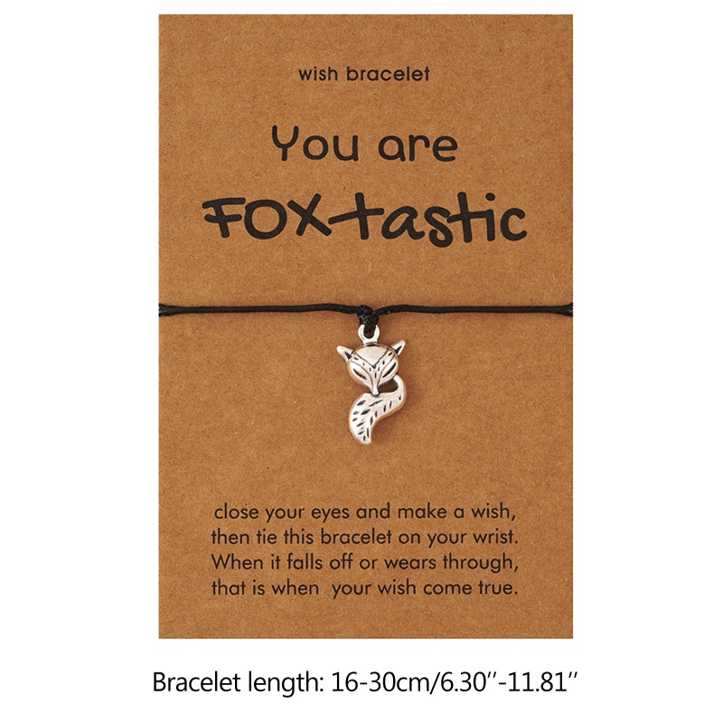 Vòng Tay Dây Sáp Bện Mặt Hình Cáo Dễ Thương Có Thể Điều Chỉnh Cho Nữ