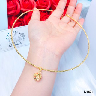 Kiềng cổ nữ, kiềng cổ dạng nhuyễn mặt trái cầu kim tiền bền màu cao cấp Orin D4874