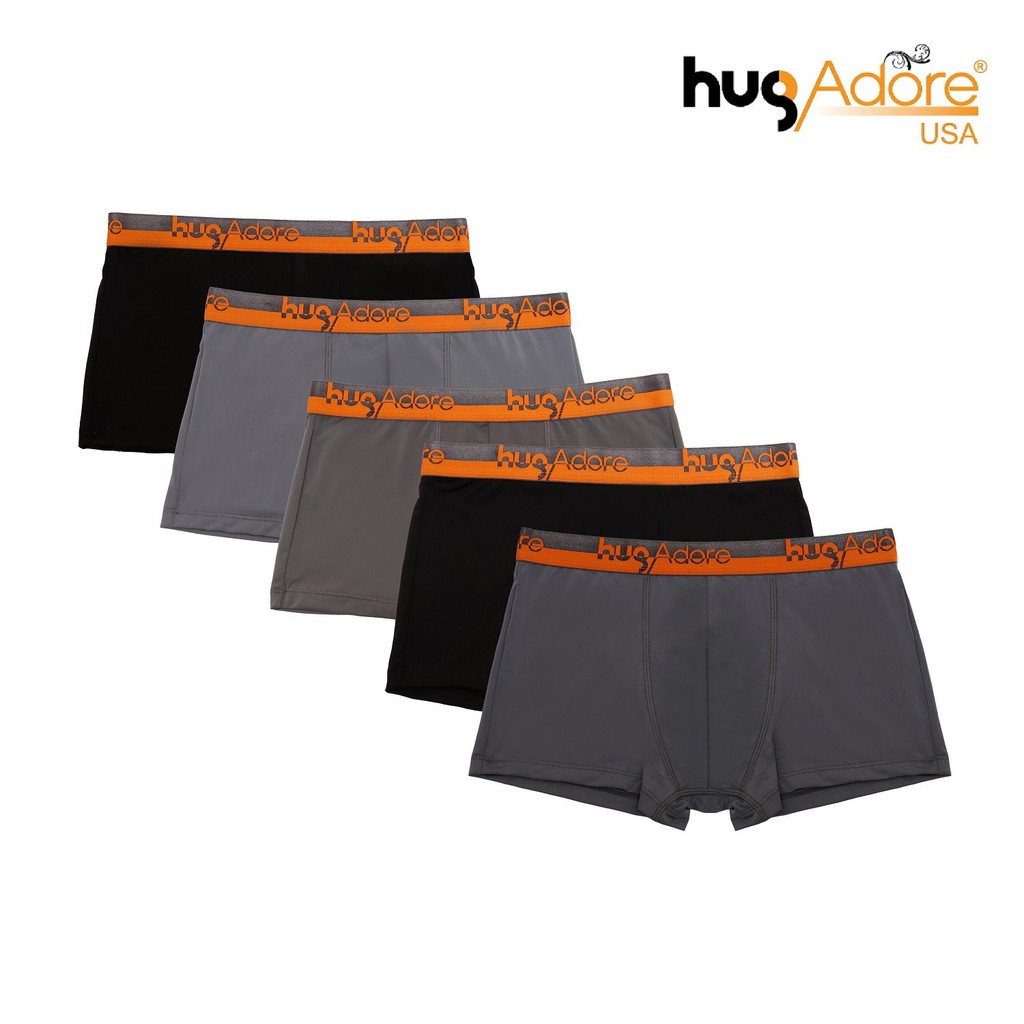 Combo 5 quần lót boxer nam xuất Mỹ HugAdora, thun lạnh mặc mát, co giãn tốt - Sịp đùi nam mã HUG-018 - Mummart