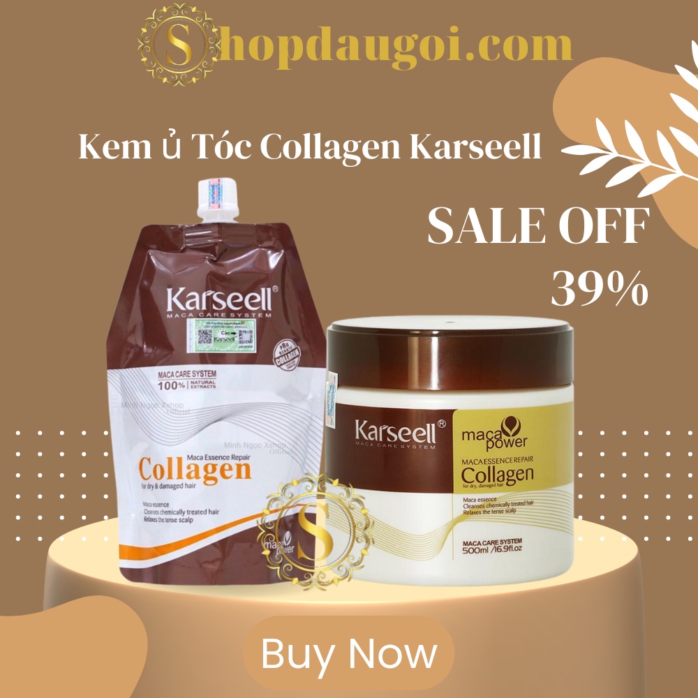 Kem Ủ Tóc Collagen KARSEELL 500ML Phục Hồi Tóc Siêu Mượt | Dầu Hấp Ủ Xả Tóc Collagen Karseell chính hãng