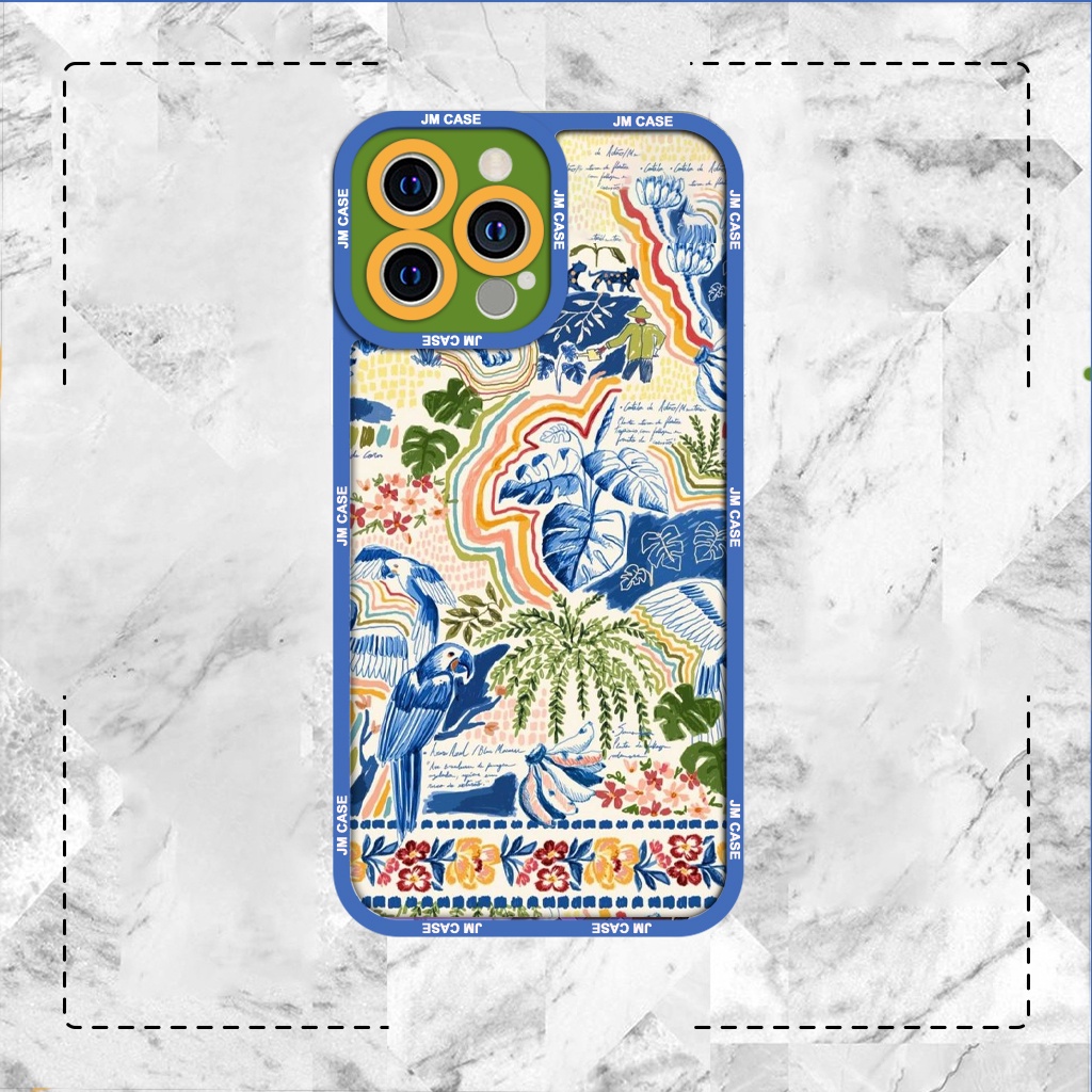 Ốp lưng iphone samsung xiaomi oppo cạnh vuông JM Case Vẹt nhiệt đới