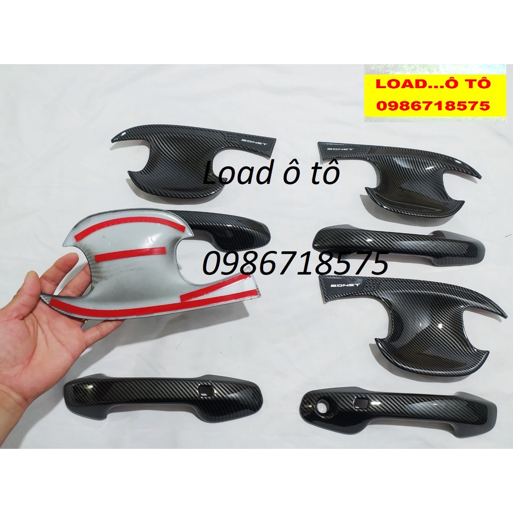 Ốp Tay Nắm Cửa Hõm Cửa Carbon Xe KIA Sonet 2022-23 Mẫu Vân Carbon Cao Cấp Loại 1
