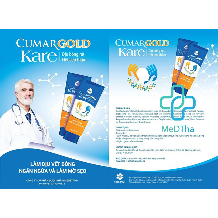 Cumargold Kare - Kem bôi làm dịu vết bỏng, bảo vệ da, ngăn ngừa và làm mờ sẹo (Tuýp 30g) [Chính Hãng]