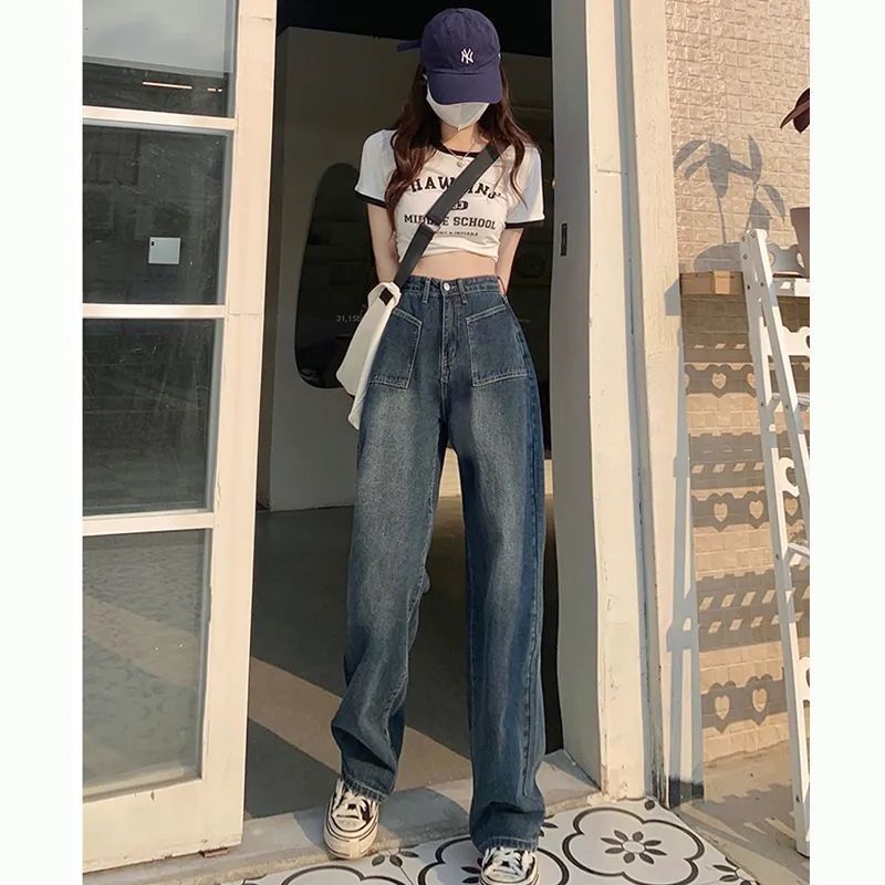 JSC Quần Jean Nữ Cạp Cao Ống Rộng Phong Cách Mới Mùa Hè