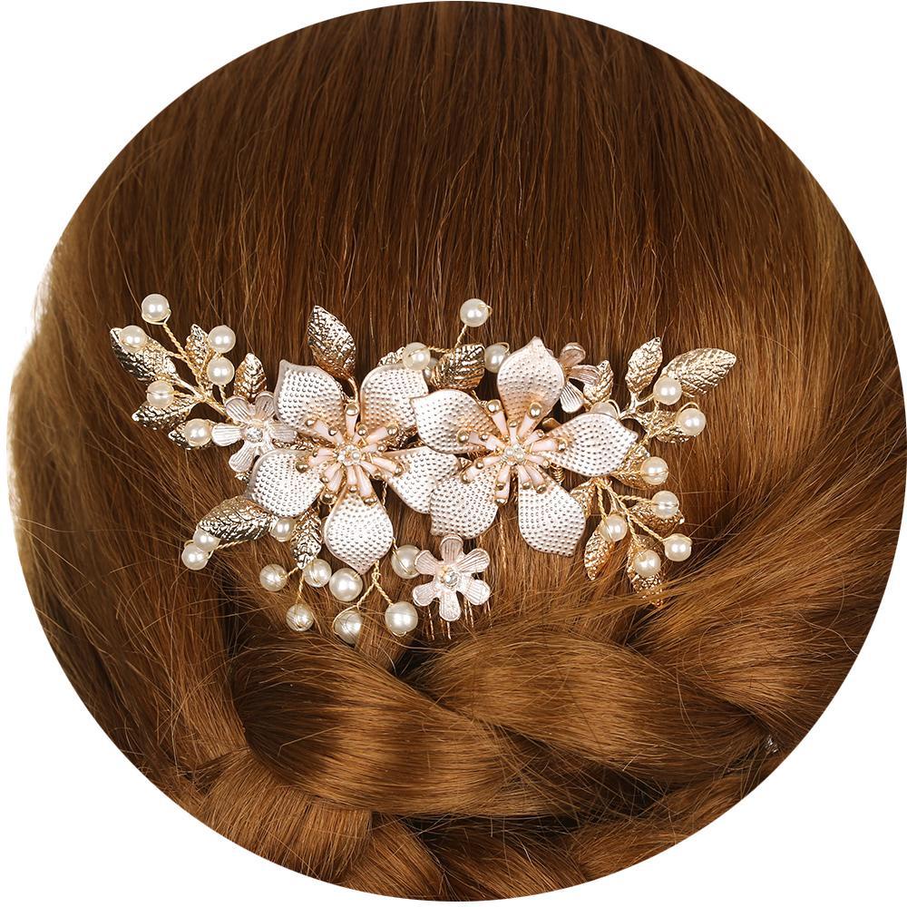 Lược Chải Tóc Tạo Kiểu Thời Trang|Kẹp Tóc Hình Lá Cây Cho Cô Dâu