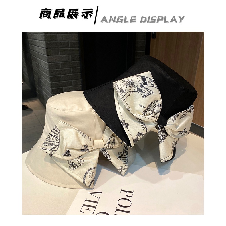 Nón Bucket Đính Nơ Phong Cách Retro Pháp Thời Trang Xuân Hè Cho Nữ