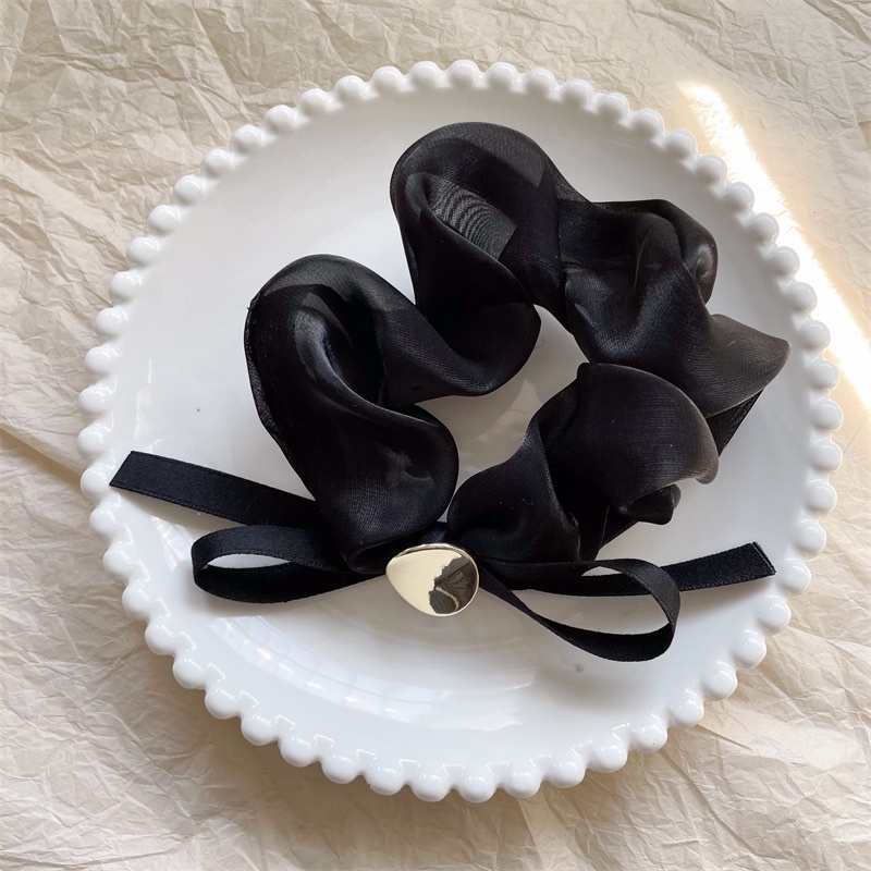 Cột tóc dây buộc tóc voan óng đính mặt sang trọng C17