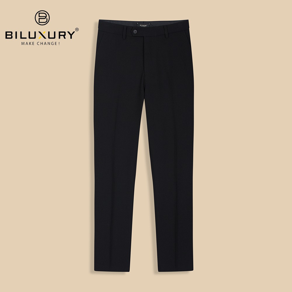 Quần âu nam công sở Biluxury ống đứng chất vải cao cấp dày dặn ít nhăn 5QAUB001DEN | BigBuy360 - bigbuy360.vn