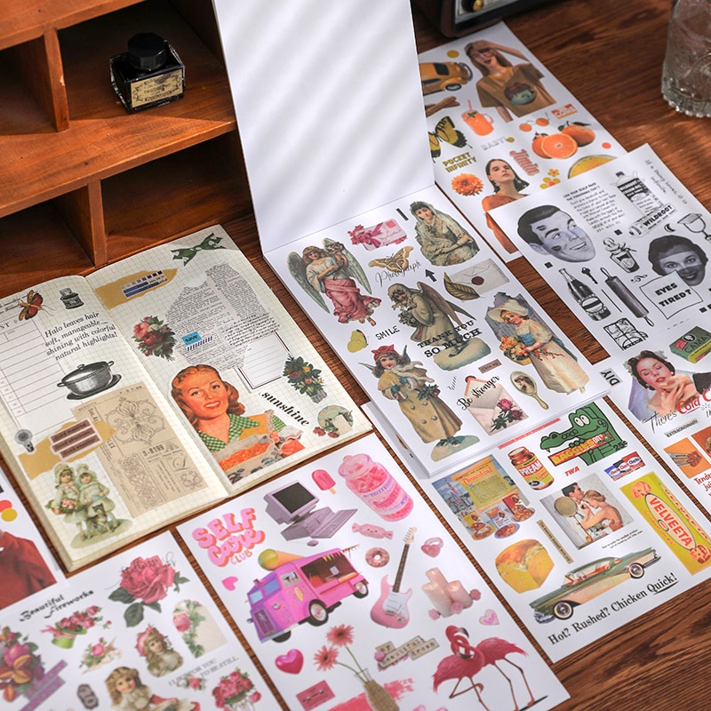 Set 20 Tờ Giấy Dán Trang Trí Sổ Lưu Niệm Phong Cách Vintage Diy