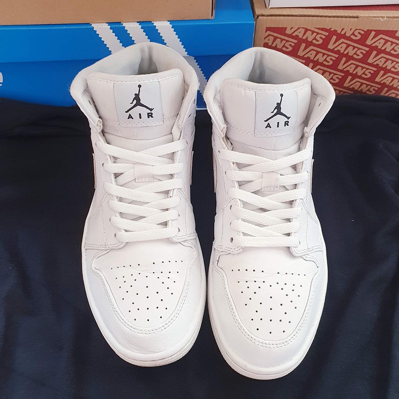 Giày Chính Hãng Nike Jordan 1 mid full trắng real 2hand, nhiều size