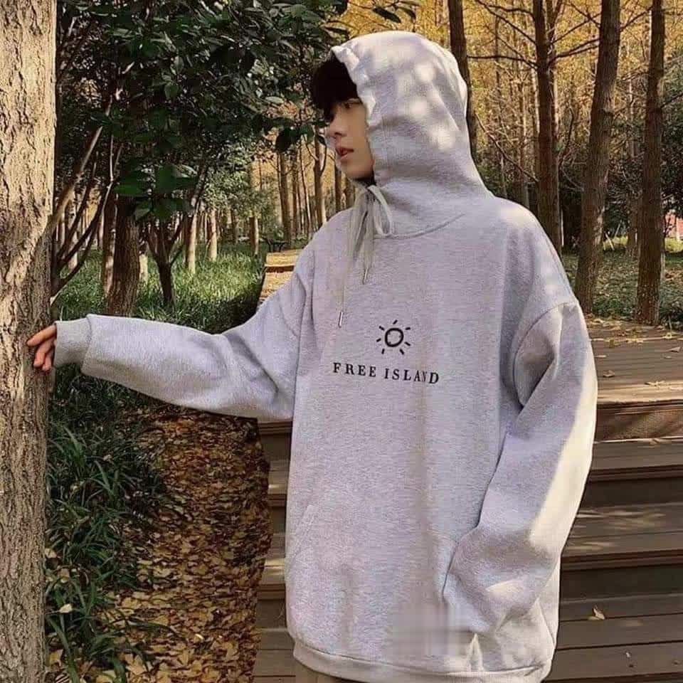 Áo HODIE UNISEX mặt Free Island form rộng