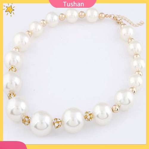 Vòng cổ xâu chuỗi hạt châu bản lớn tạo điểm nhấn cổ điển