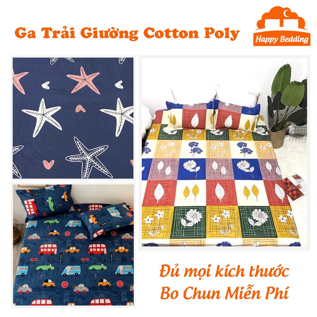 Ga Trải Giường Cotton Nhiều Họa Tiết, Không phai, không xù - Bo Chun Theo Kích Thước Đệm - Chăn ga gối đệm HappyBedding