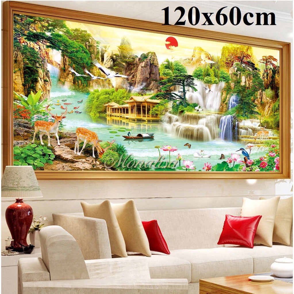 Tranh thêu chữ thập phong cảnh thêu kín MN0153 MN0154 MN0155