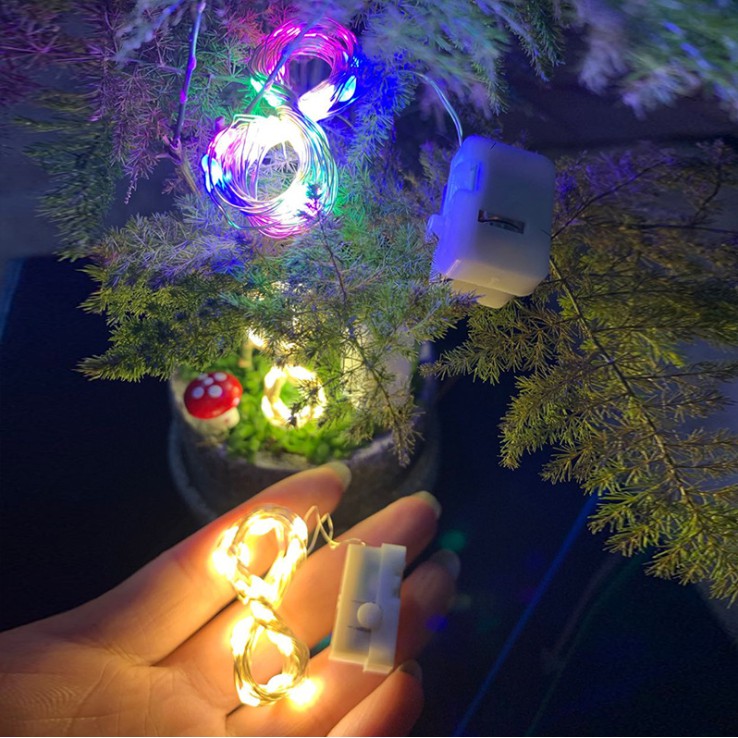 Dây đèn LED 1/2 mét nguồn điện pin 3 chế độ sáng trang trí nội thất ngoại thất