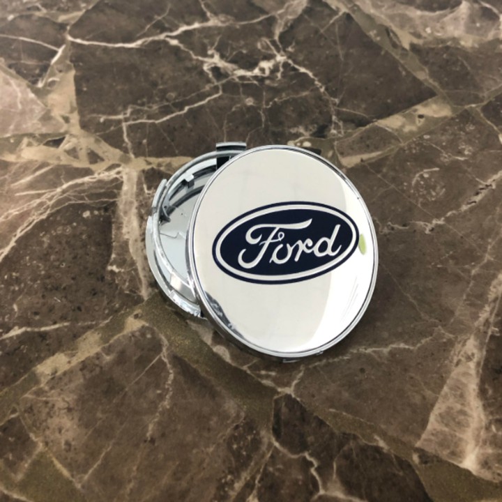 Logo chụp mâm bánh xe ô tô, xe hơi Ford FORD - 60MM: Mầu Bạc và Xanh Tím Than