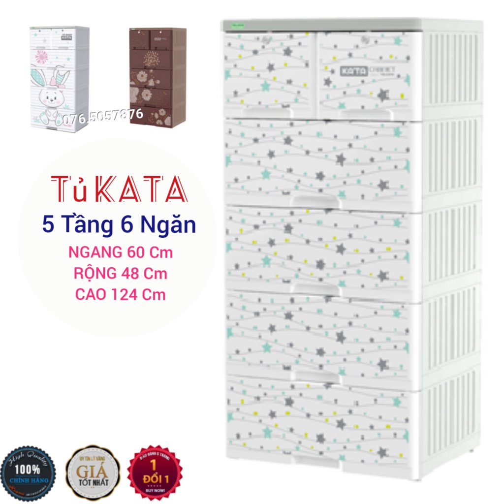 Tủ nhựa KATA 5 Tầng- 6 Ngăn KT : N60 X R48 X C125cm (Design by NHỰA DUY TÂN )