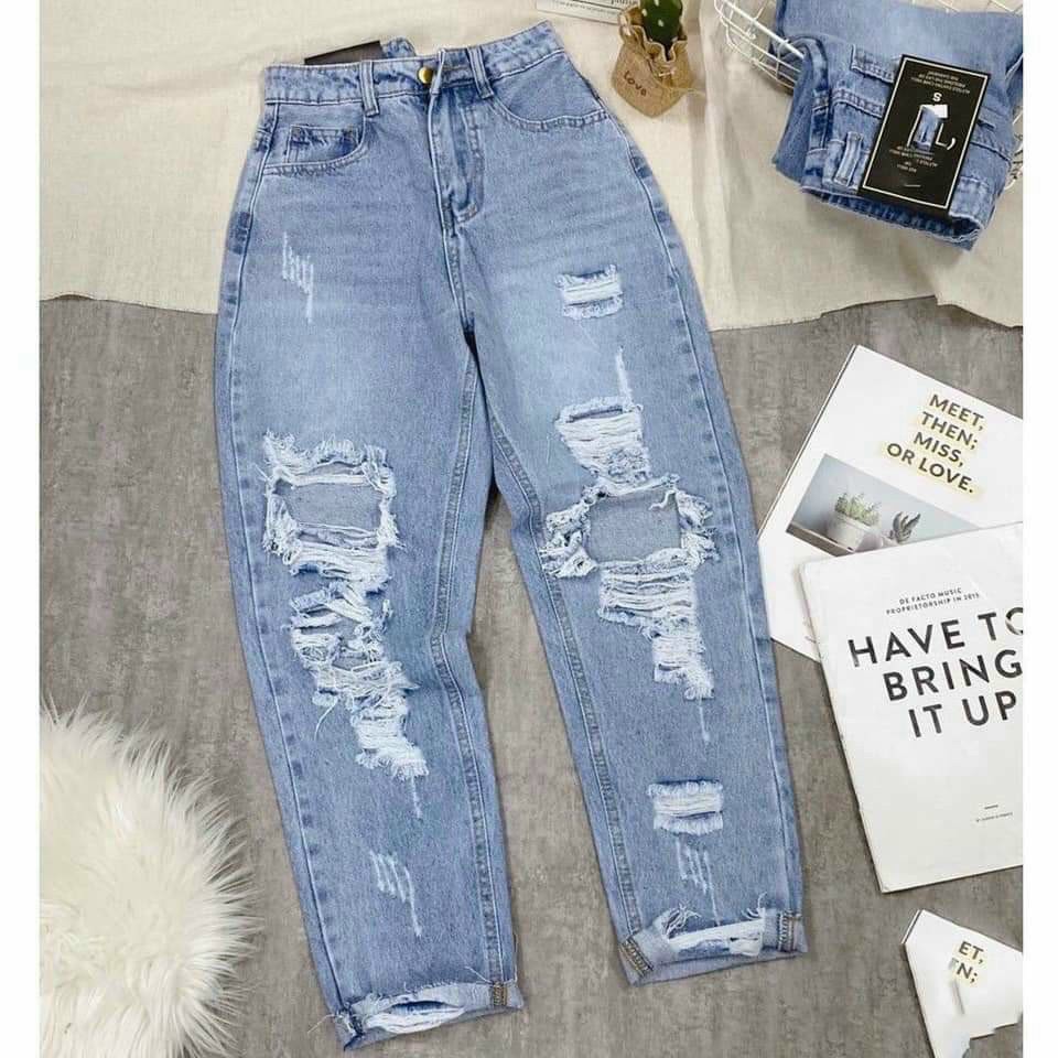 Quần Beggy nữ rách cá tính , quần jeans nữ , quần nữ phông cách đường phố cực chất T-Fashion Shop