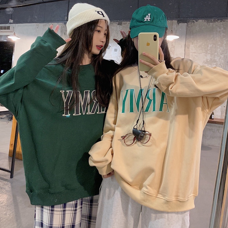 SUXI Áo Nỉ Nữ Dài Tay Cổ Tròn Thời Trang Hàn Mới