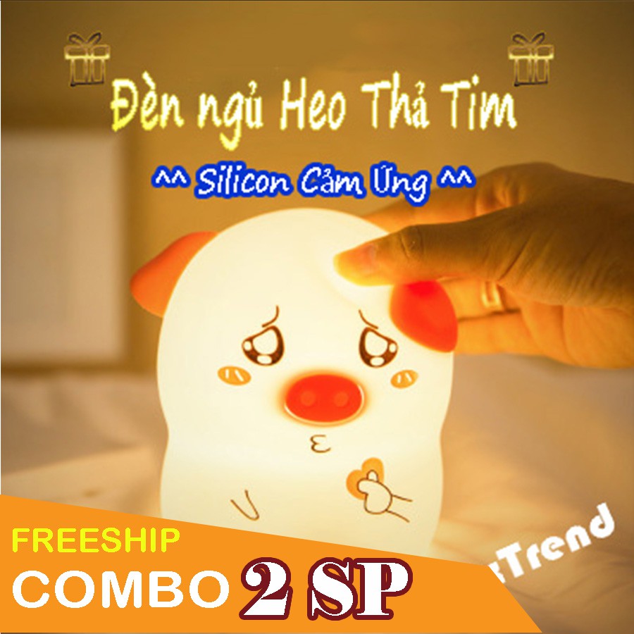 Bé Đèn Ngủ Silicon Cảm Ứng ''Heo Thả Timm''_Tặng Kèm Vòng Tay Phong Thủy Cực Đẹp