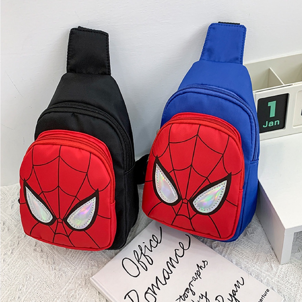 Túi Đeo Chéo Bao Tử In Hình Siêu Nhân Người Nhện Spider Man Cho Bé