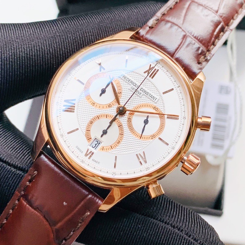 Đồng Hồ Frederique Constant ( FC-292MVG5B4 )  Chonograph Classic Dây Da Nâu Vỏ Rose Gold Dành Cho Nam