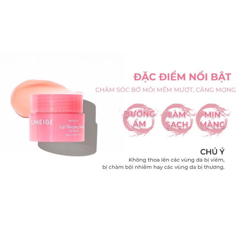 Mặt nạ ngủ môi Laneige hộp 3g chống lão hóa dưỡng môi cấp ẩm dưỡng ẩm giảm thâm MNM01