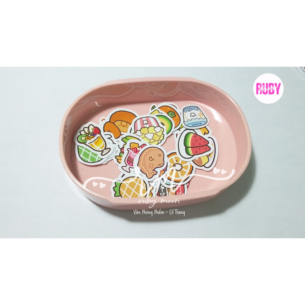 Bộ 45 Nhãn Dán Sticker Hoạt Hình Đồ Ăn Trái Cây