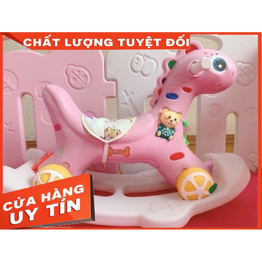 Ngựa Bập Bênh 2 In 1 Vừa Bập Bênh Vừa Ủn Chân Cho Bé ( Có nhạc )