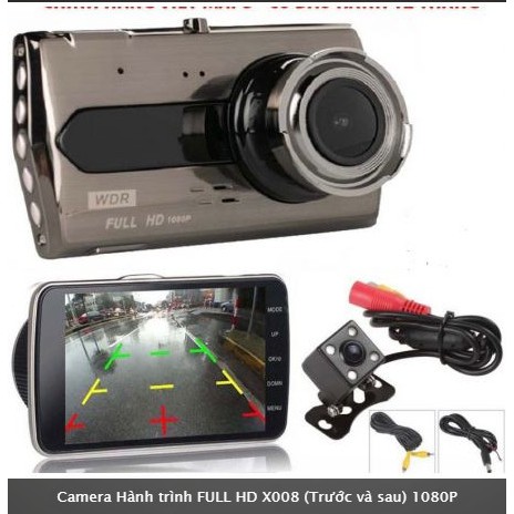 CAMERA HÀNH TRÌNH XE HƠI FULL HD X008 (TRƯỚC VÀ SAU) 1080P