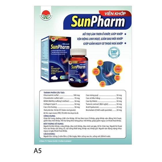 Viên Xương Khớp SUNPHARM - Hộp 30 viên -giúp khớp vận động linh hoạt, giảm nguy cơ thoái hóa khớp