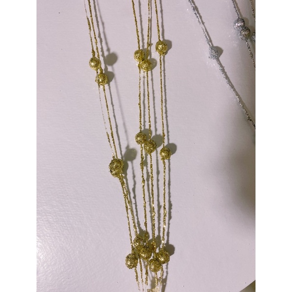 Lẻ một dây châu xoè, dây cành rủ phủ nhũ, kim tuyến | Phụ kiện trang trí