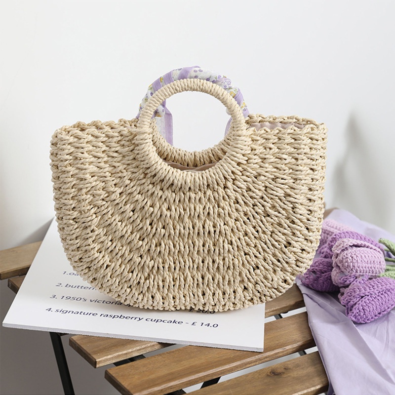 Túi Xách Tote Đan Lát Ngăn Rộng Phong Cách Boho Cho Nữ