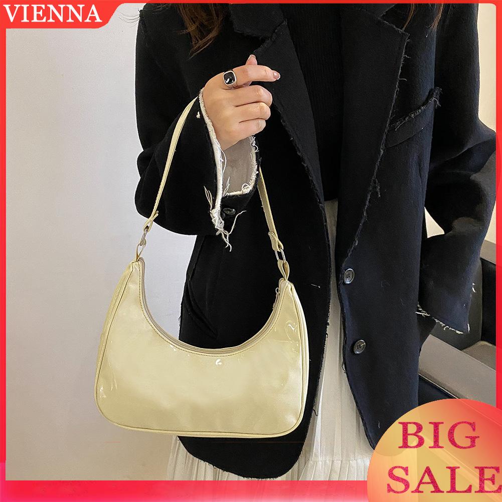 Túi xách da bóng màu trơn thiết kế đơn giản cho phái nữ