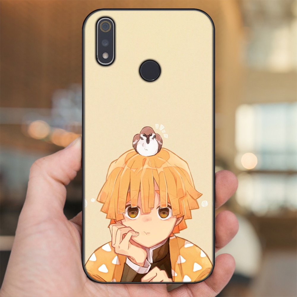 Ốp lưng Realme 3, 3 Pro viền đen in hình Zenitsu Kimetsu no Yaiba