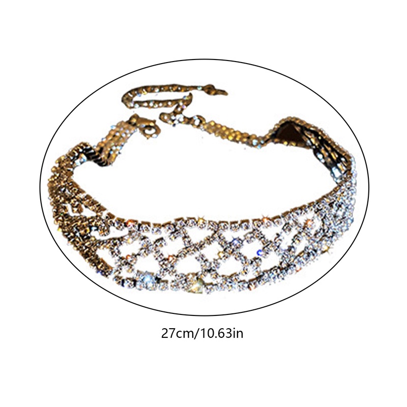 Vòng Cổ Choker Thiết Kế Dạng Lưới Mắt Xích Đính Đá Thời Trang Cho Nữ