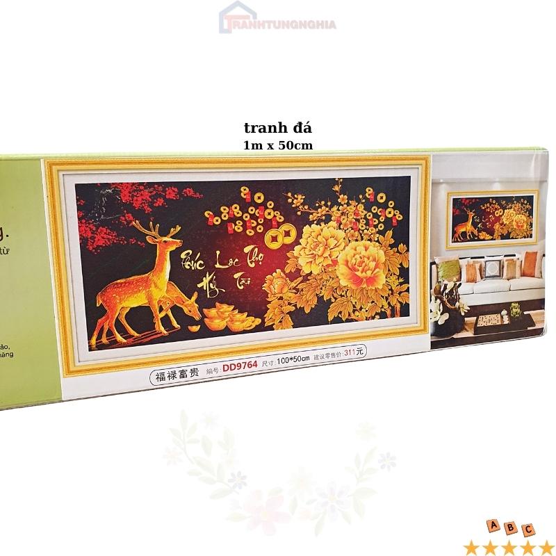 Tranh đính đá, tranh thêu chữ thập phúc lộc thọ hỷ tài