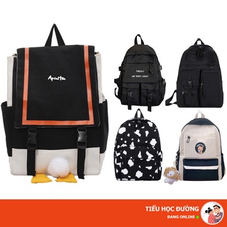 Balo Nữ Basic Black Đi Học Thời Trang Ulzzang Hàn Quốc, Cặp Sách Đẹp Cao Cấp Dễ Thương, Balo Túi Xách Học Sinh Sinh Viên