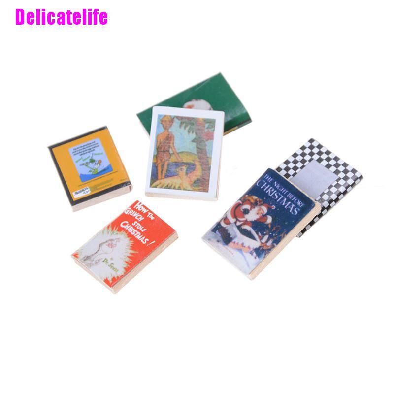 Set 6 Mô Hình Cuốn Sách Bằng Gỗ 1: 12 Dùng Để Trang Trí Nhà Búp Bê
