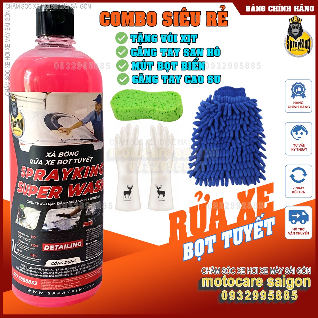 Nước rửa xe xà bông bọt tuyết Sprayking Super wash 1L