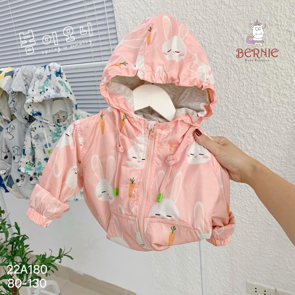 Áo khoác gió Bernie họa tiết dễ thương cho bé sz 9-25kg