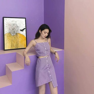 [ ORDER ] Set váy áo tím pastel