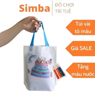 Túi xách canvas bé tự tô màu bằng vải dệt cho bé đồ chơi Simba tập tô màu sáng tạo cho trẻ