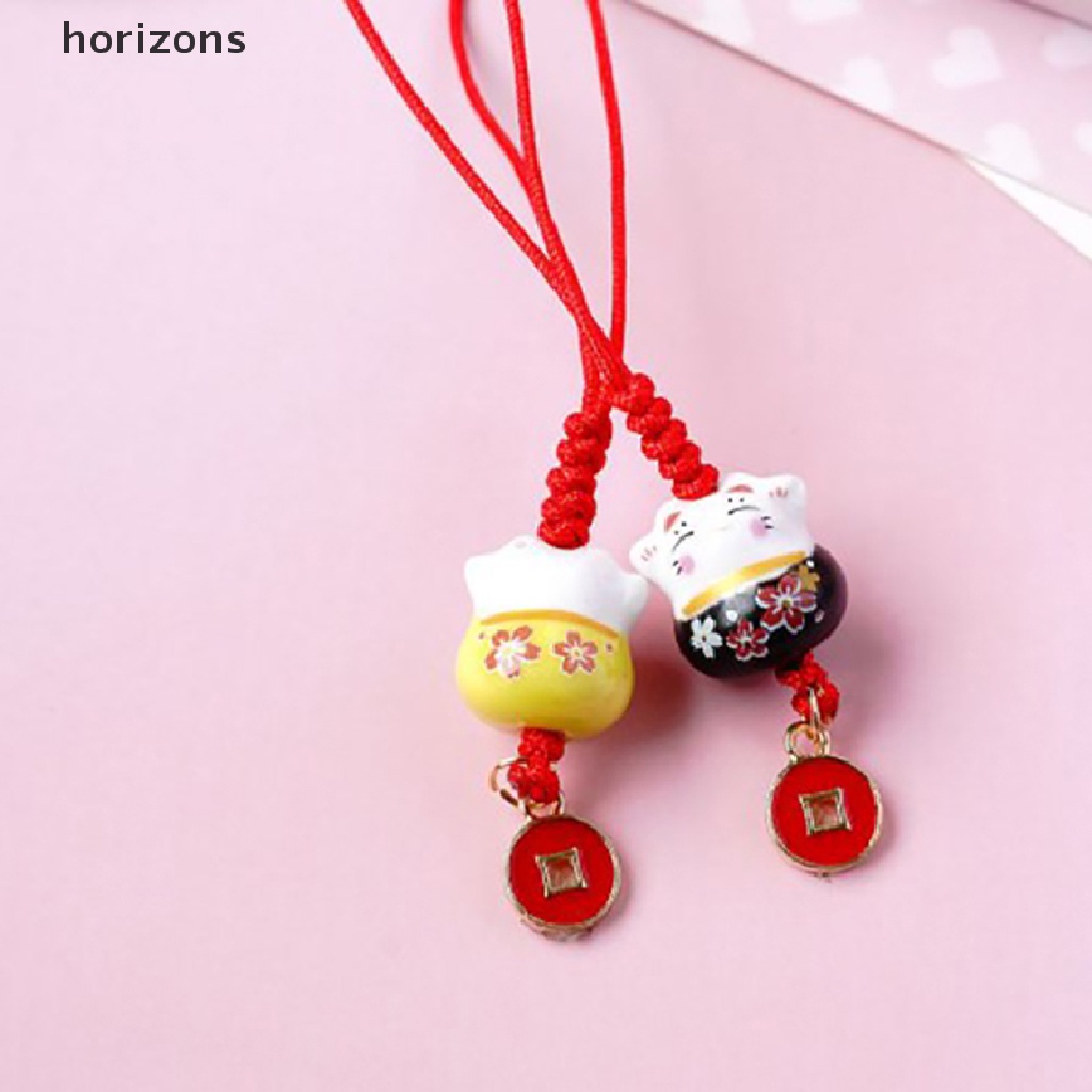 [horizons] Móc Khóa Điện Thoại / Chìa Khóa Hình Mèo May Mắn Nhật Bản (h)